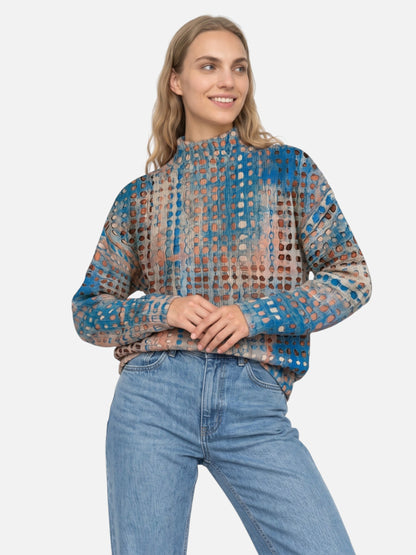 Montviro | Women's Sunset Print High-Neck Knitted Jumper
