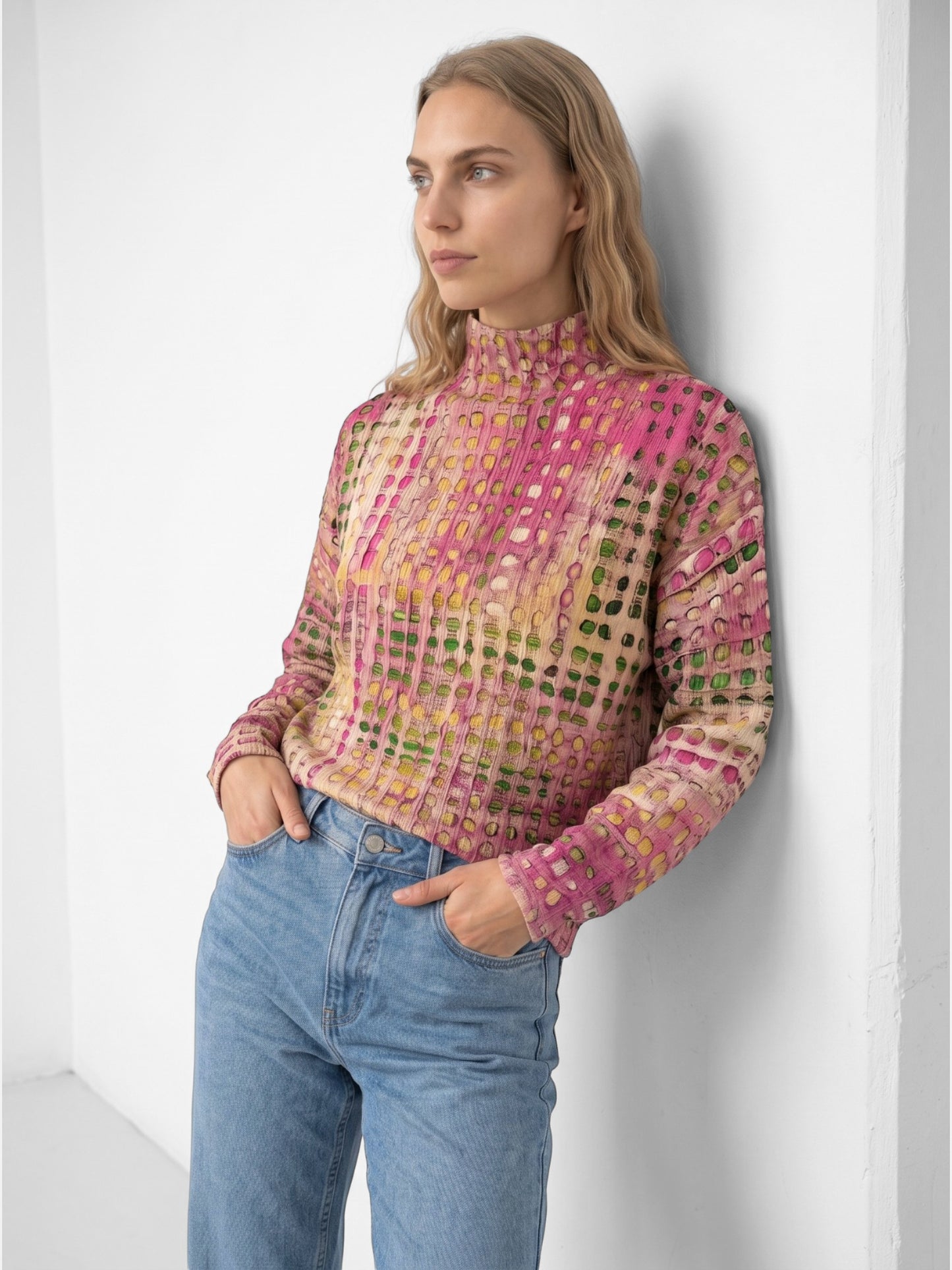 Montviro | Women's Sunset Print High-Neck Knitted Jumper