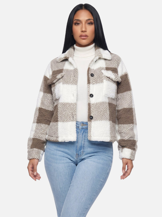 Montviro | Women's Plaid Fuzzy Shacket – Autumn Style