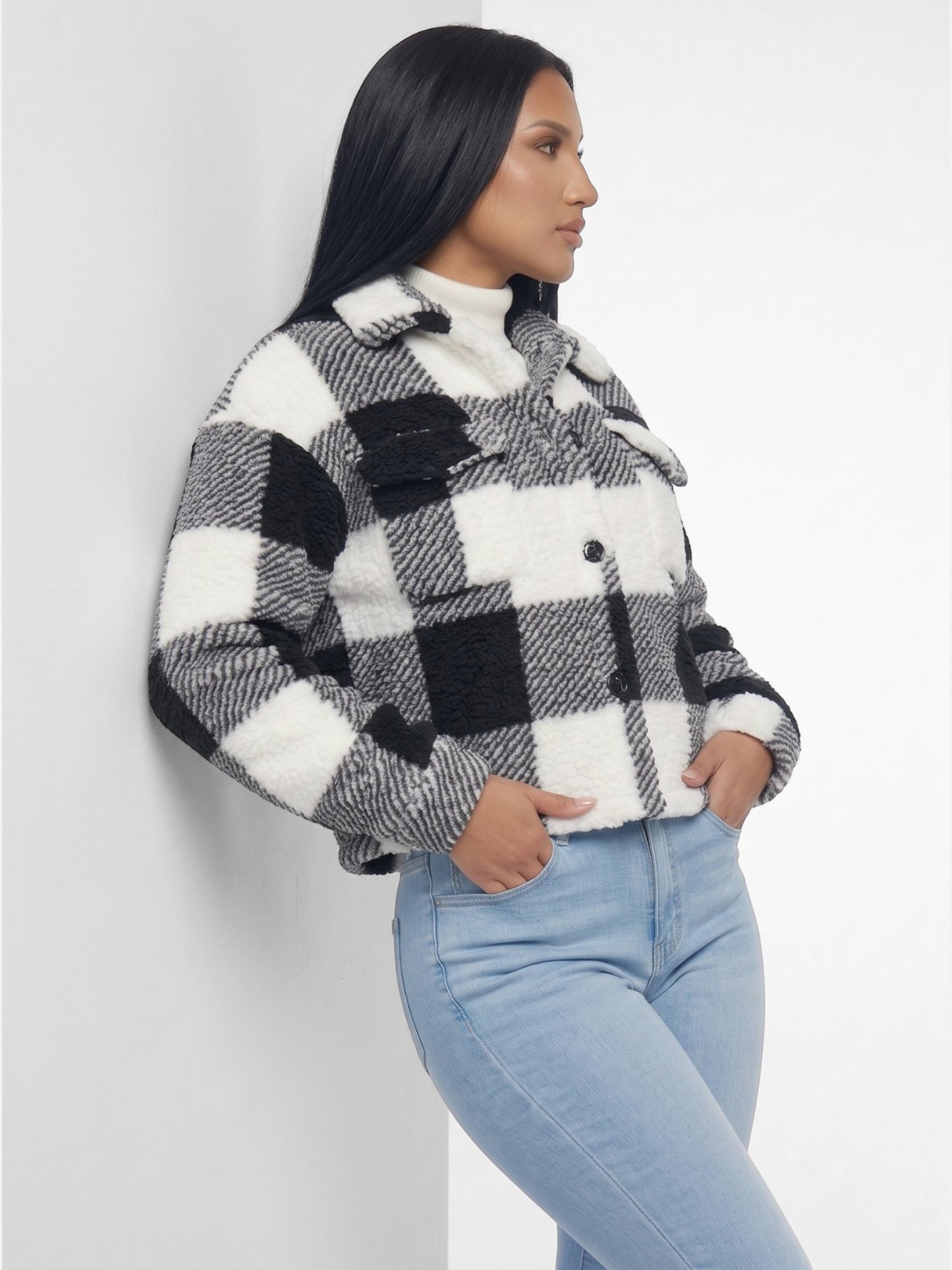 Montviro | Women's Plaid Fuzzy Shacket – Autumn Style