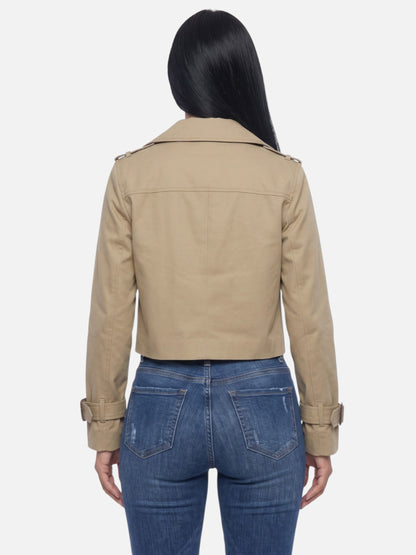 Montviro | Women’s Cropped Double-Breasted Trench Coat – Vintage Elegance