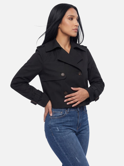 Montviro | Women’s Cropped Double-Breasted Trench Coat – Vintage Elegance