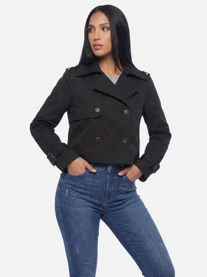 Montviro | Women’s Cropped Double-Breasted Trench Coat – Vintage Elegance
