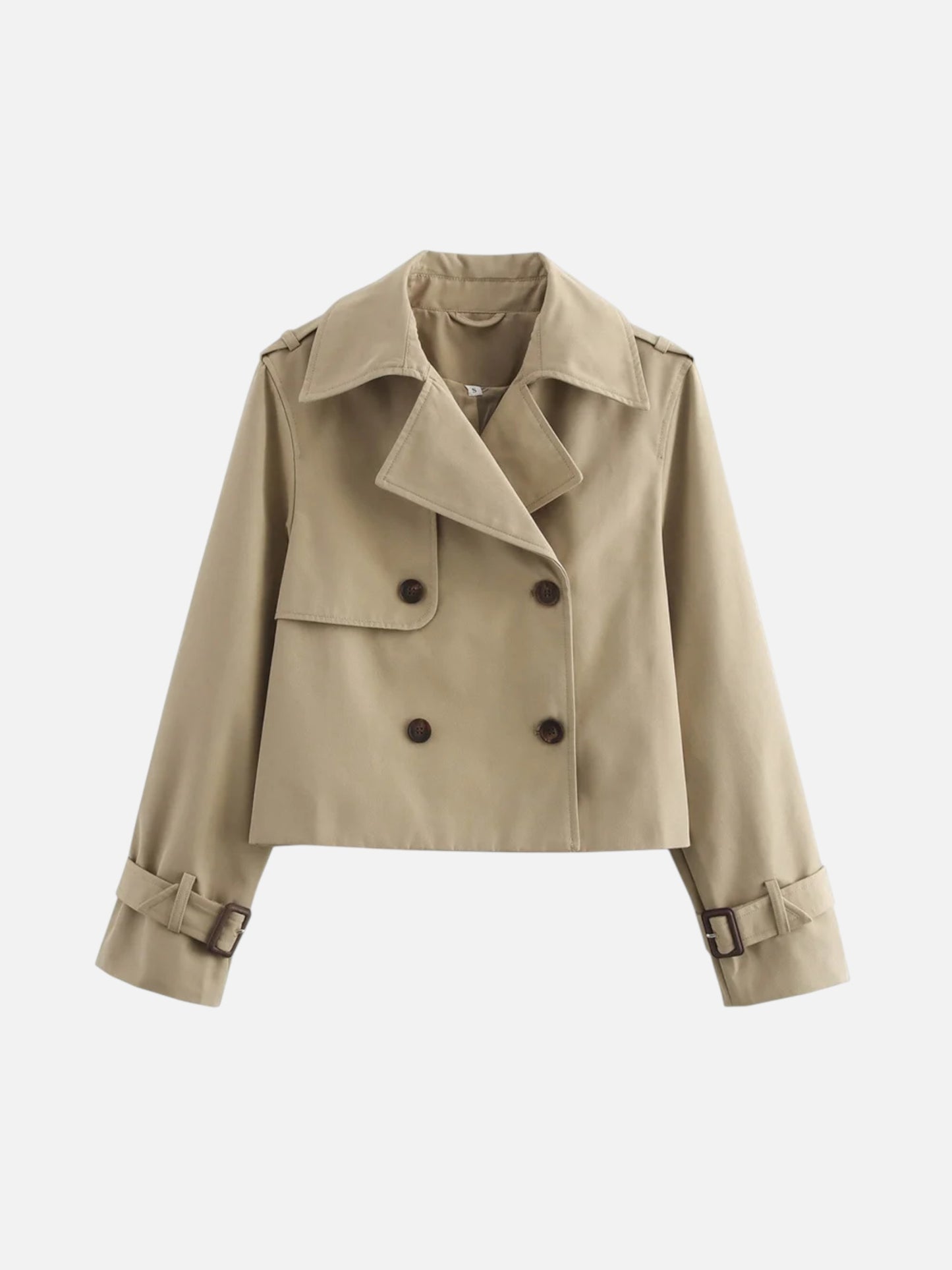 Montviro | Women’s Cropped Double-Breasted Trench Coat – Vintage Elegance