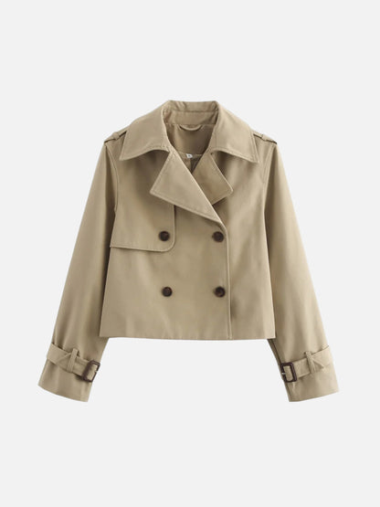 Montviro | Women’s Cropped Double-Breasted Trench Coat – Vintage Elegance
