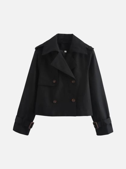 Montviro | Women’s Cropped Double-Breasted Trench Coat – Vintage Elegance