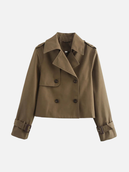 Montviro | Women’s Cropped Double-Breasted Trench Coat – Vintage Elegance