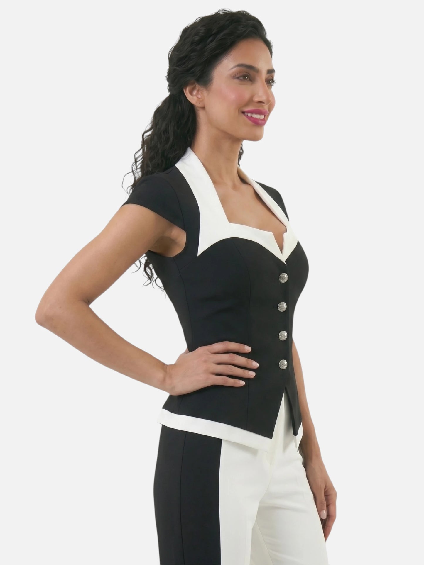 Montviro | Women’s Colour Block Two-Piece Set – Modern Tailored Style