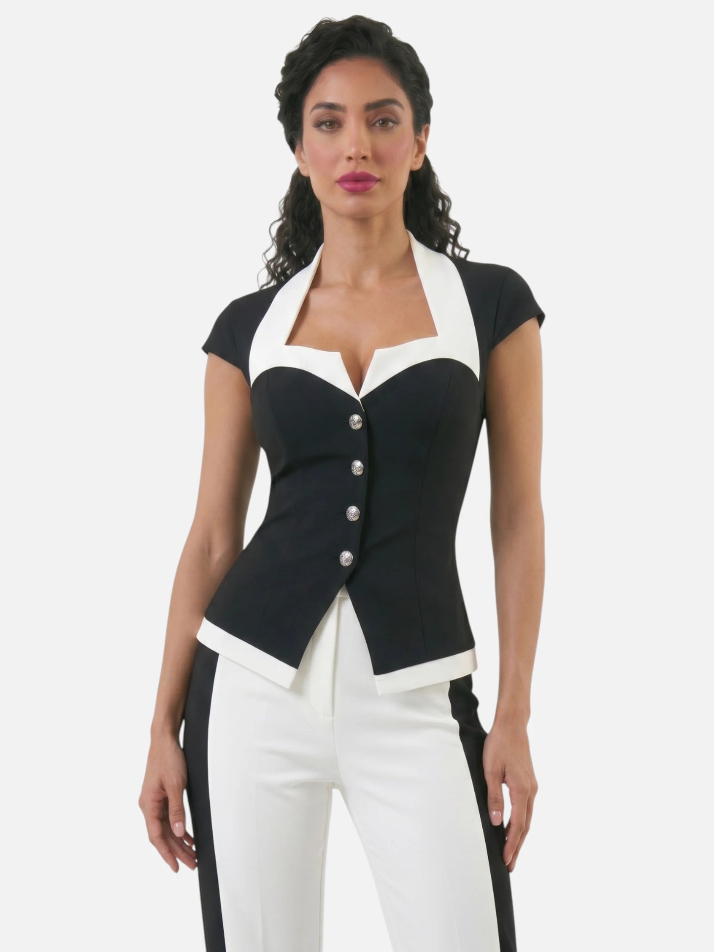 Montviro | Women’s Colour Block Two-Piece Set – Modern Tailored Style