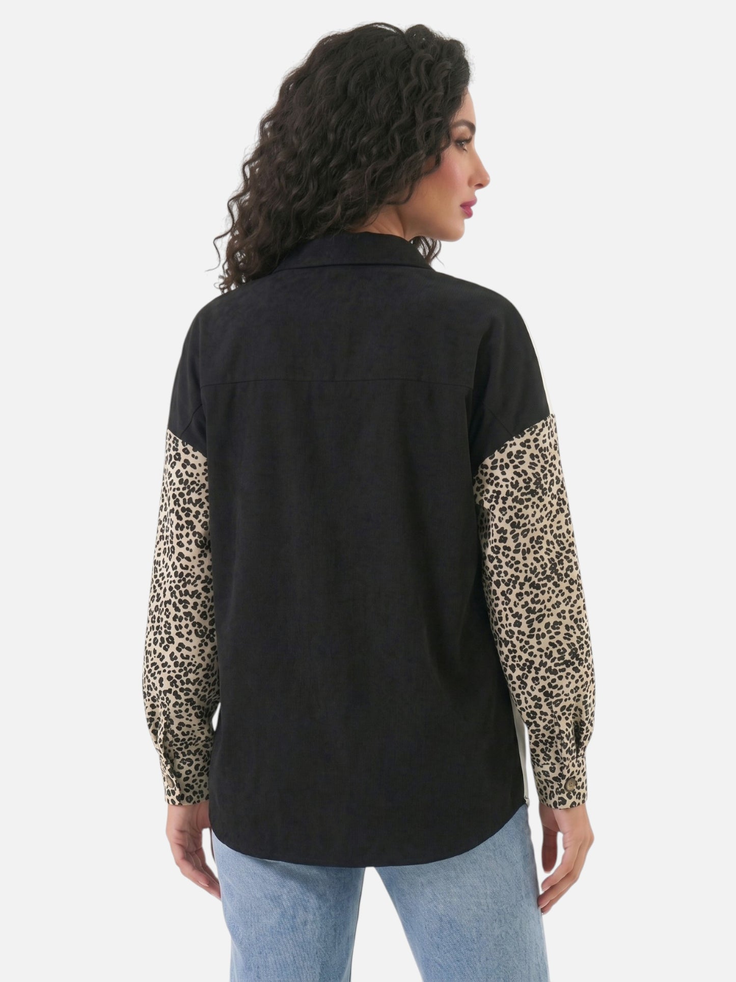 Montviro | Women's Leopard Print Corduroy Style Shacket