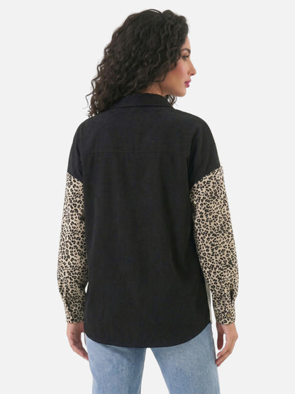 Montviro | Women's Leopard Print Corduroy Style Shacket