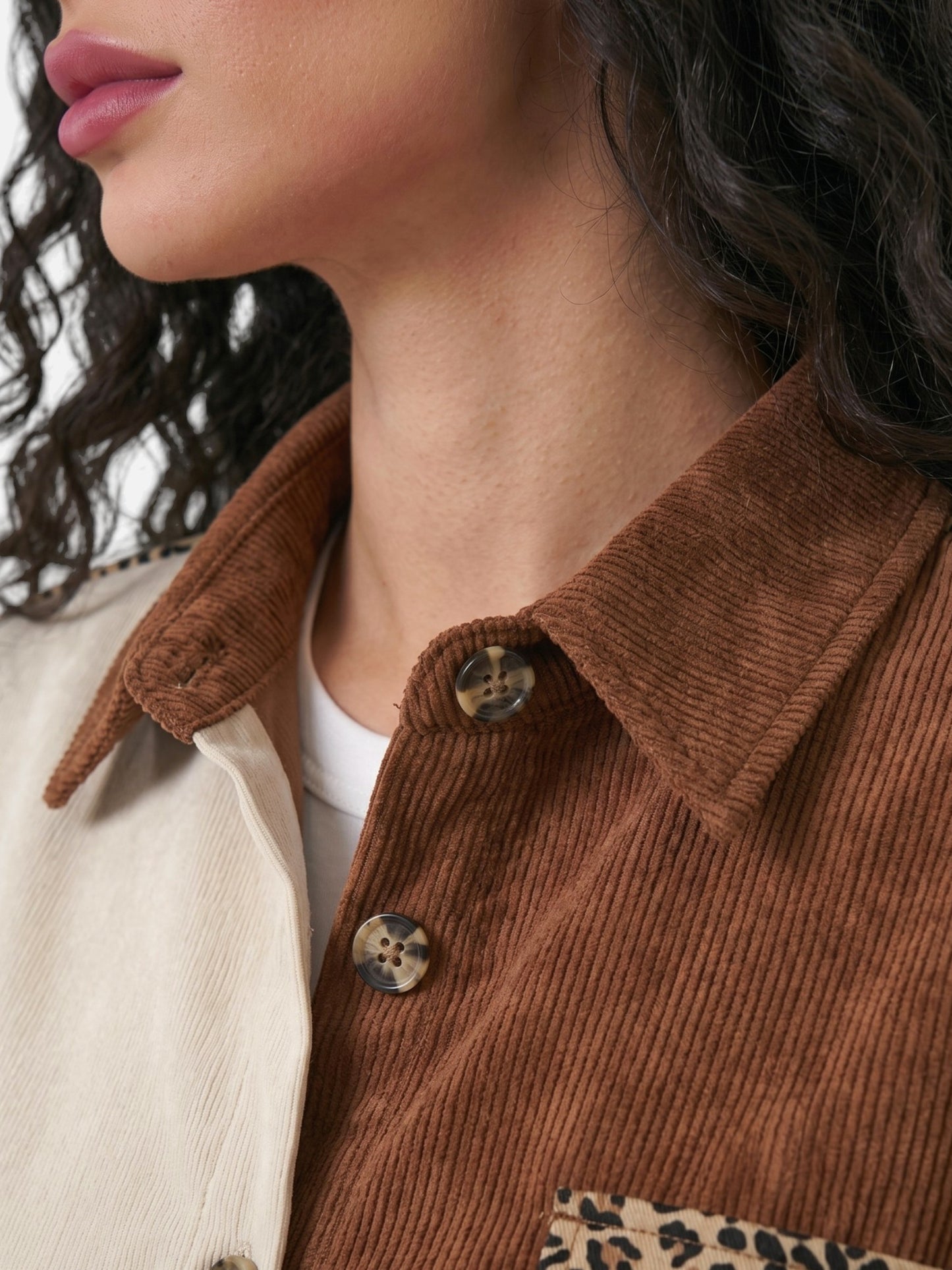 Montviro | Women's Leopard Print Corduroy Style Shacket