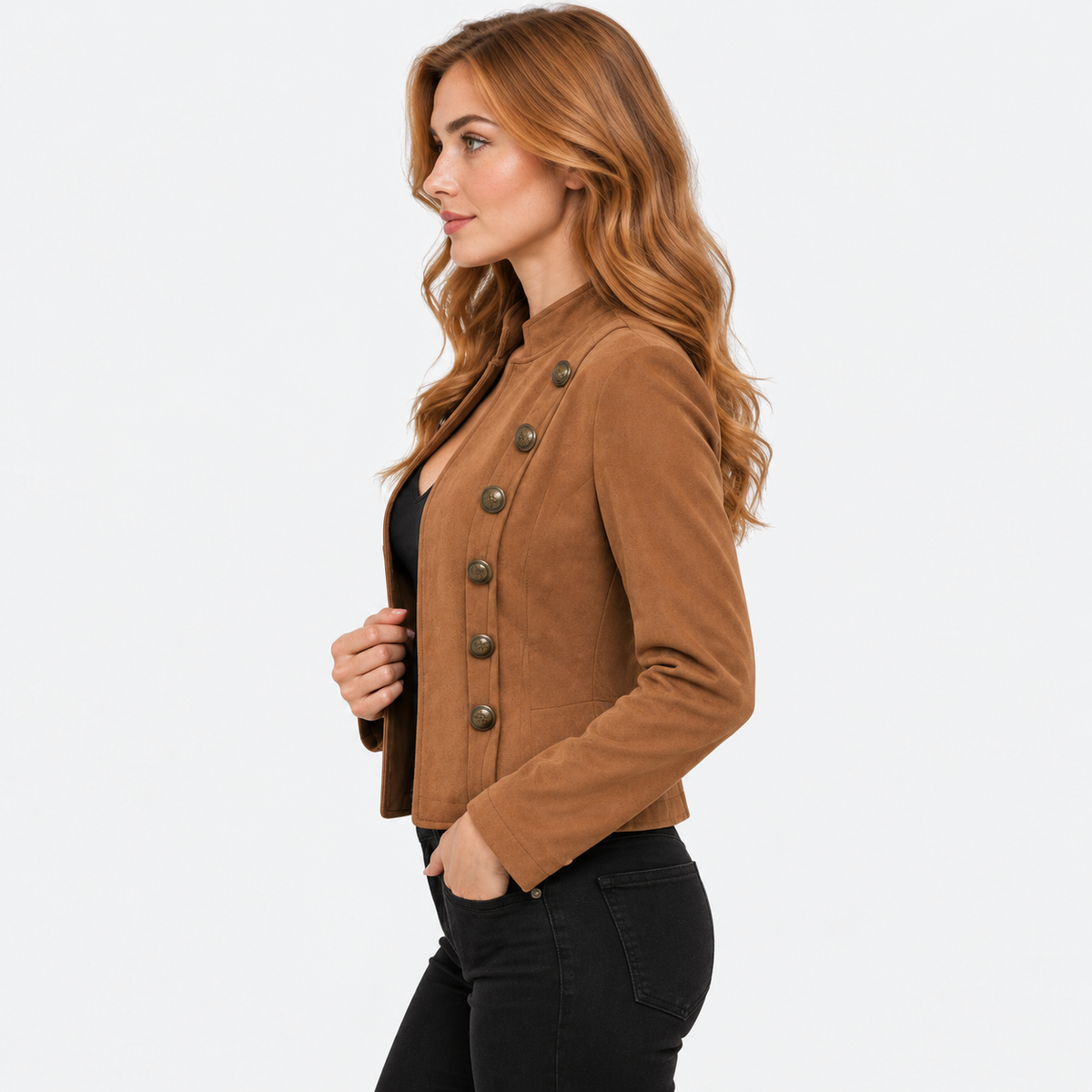 Montviro | Women’s Vintage Jacket Double Breasted Lapel Button Outerwear