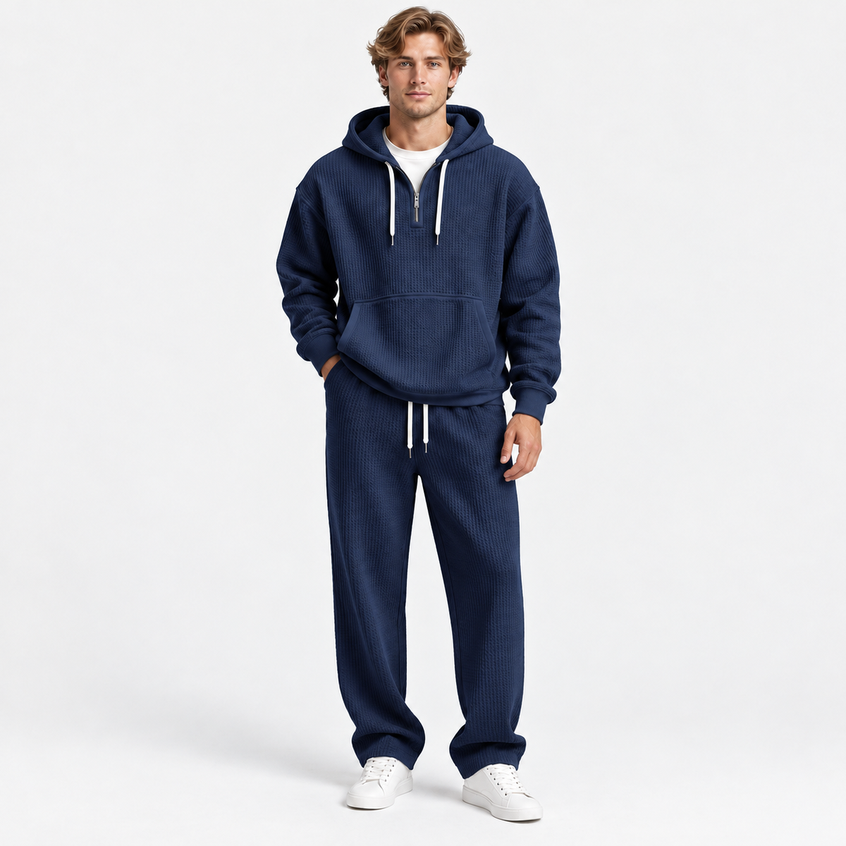 Montviro | Men's Hooded Two Piece Set Knit Casual Fall Winter Outfit
