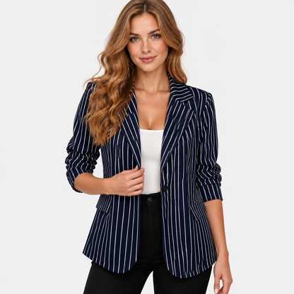 Montviro | Women’s Plus Size Striped Blazer Elegant Workwear Suit Jacket