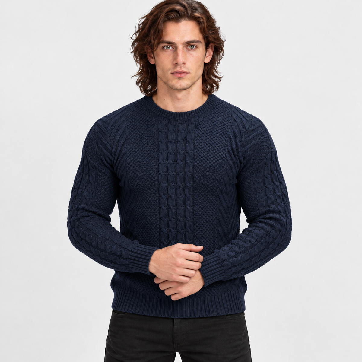Montviro | Men's Knit Sweater Crew Neck Soft Pullover Fall Winter Top