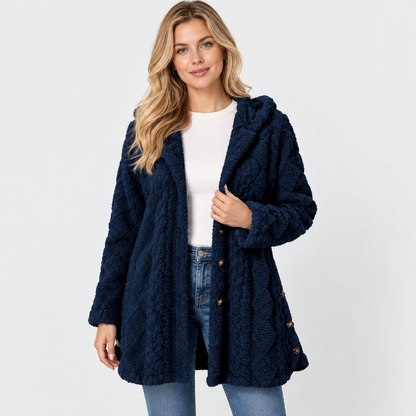 Montviro | Women's Argyle Hooded Cardigan Coat - Long Loose Fit