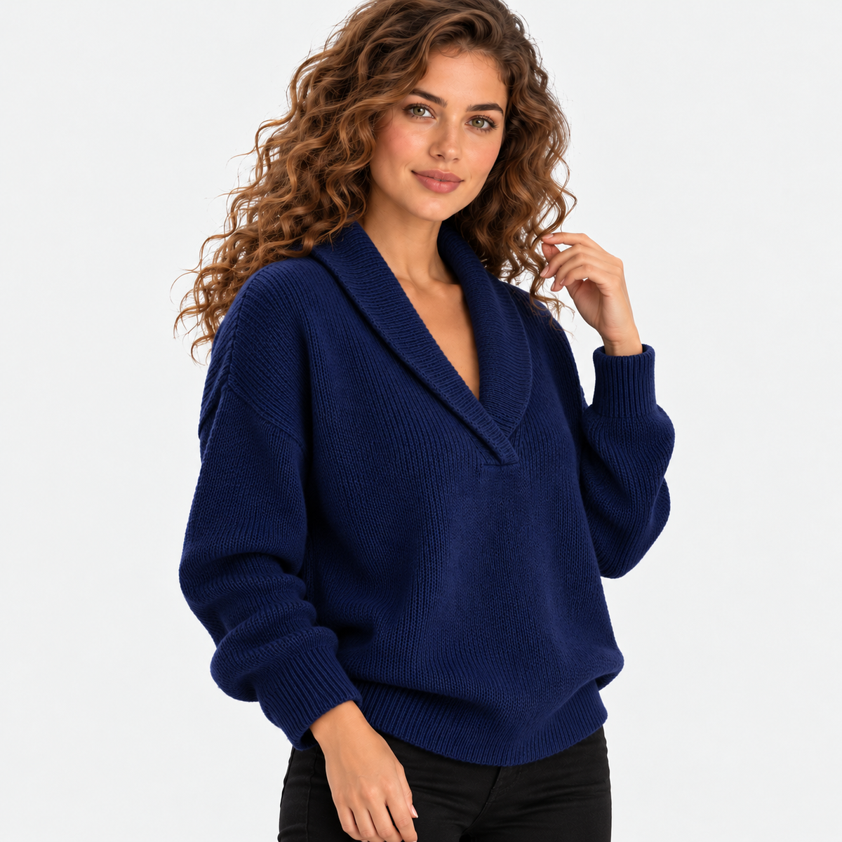 Montviro | Women's Oversized Knit Sweater with Shawl Collar