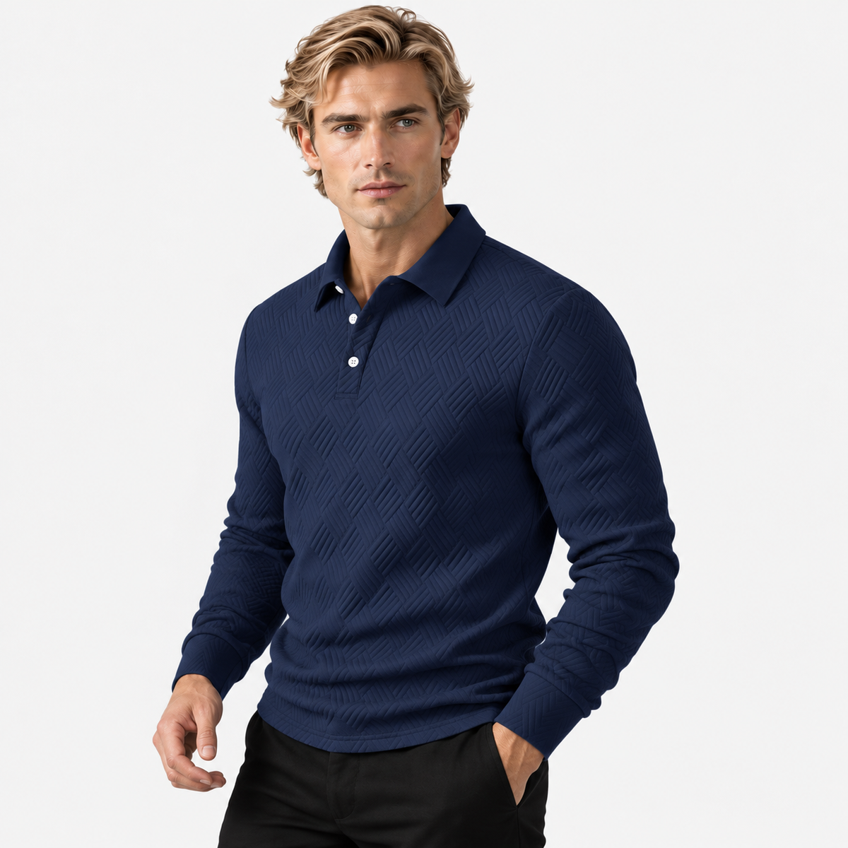 Montviro | Men's Knit Sweatshirt Lapel Collar Button Casual Winter Top