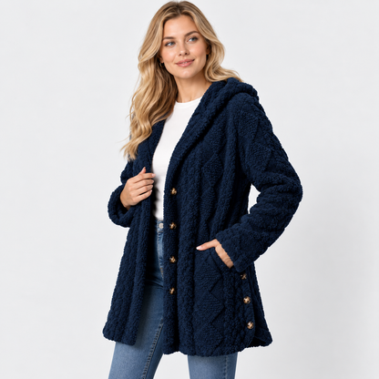 Montviro | Women's Argyle Hooded Cardigan Coat - Long Loose Fit