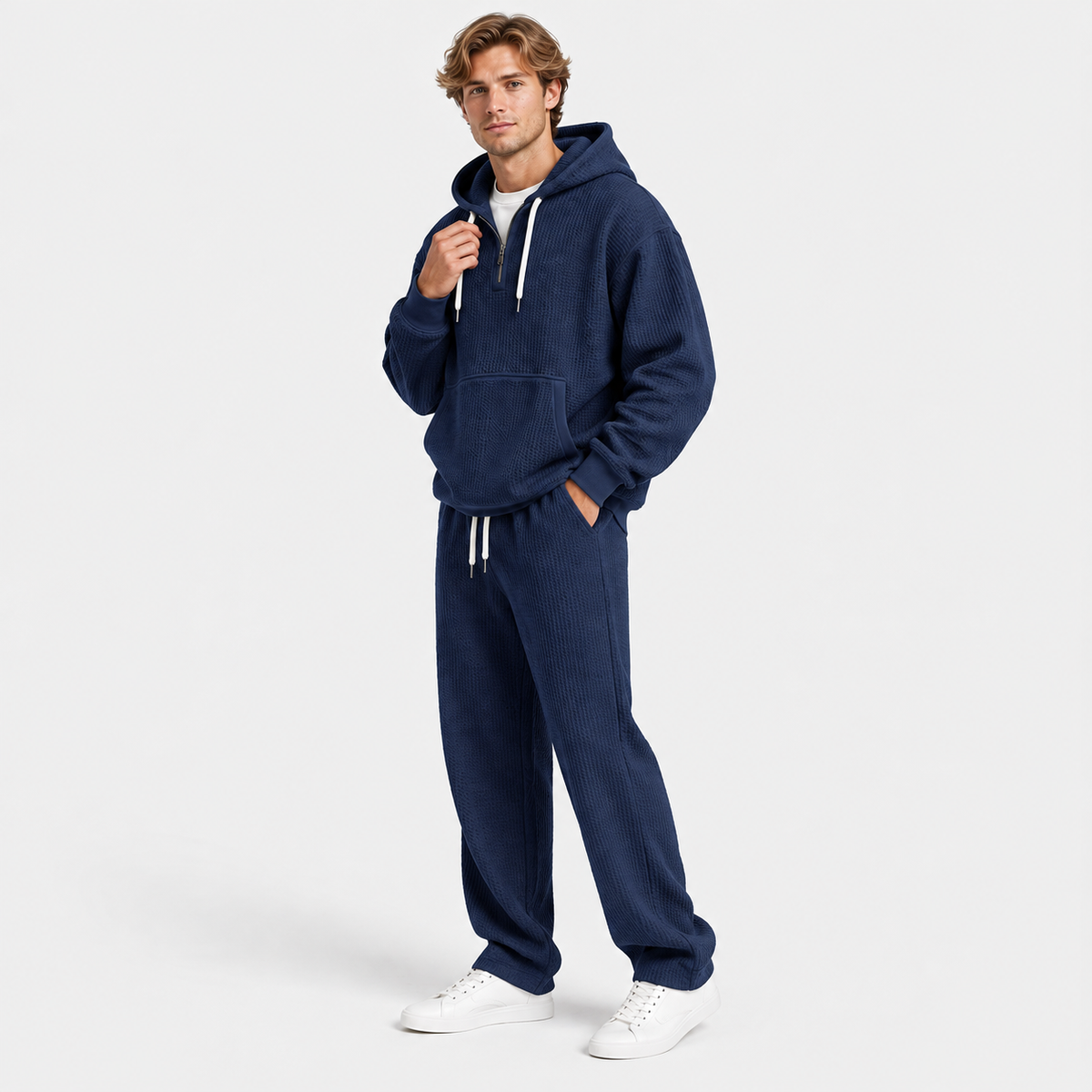 Montviro | Men's Hooded Two Piece Set Knit Casual Fall Winter Outfit