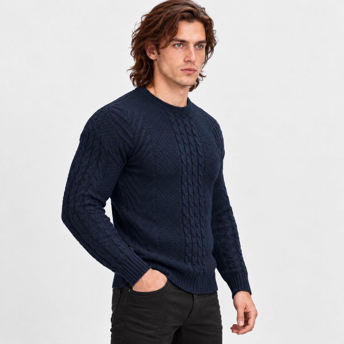 Montviro | Men's Knit Sweater Crew Neck Soft Pullover Fall Winter Top