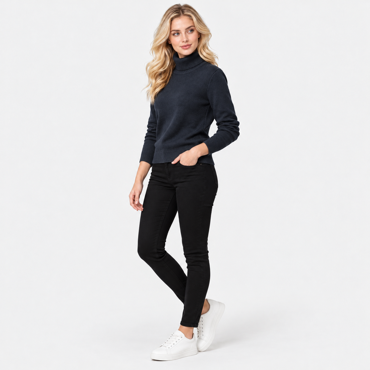 Montviro | Women's High Neck Knit Sweater with Stretch Fabric