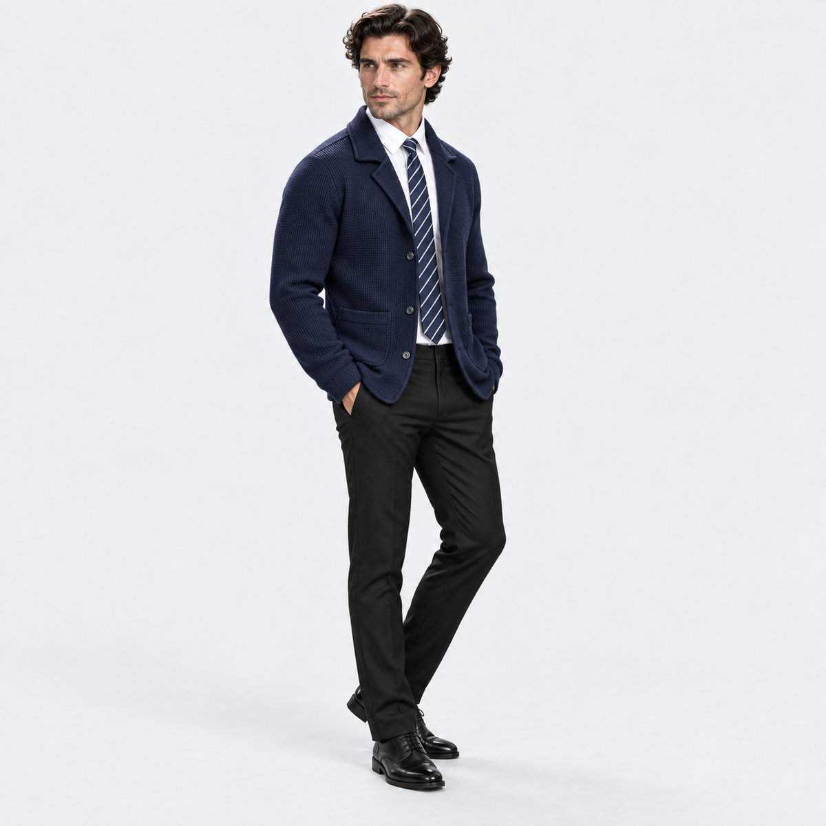 Montviro | Men's Waffle Knit Jacket Soft Stretch Loose Fit Fall Winter Coat