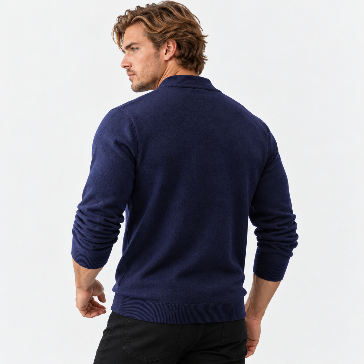 Montviro | Men's Knit Cardigan Sweater with Stand Collar and Full Zip