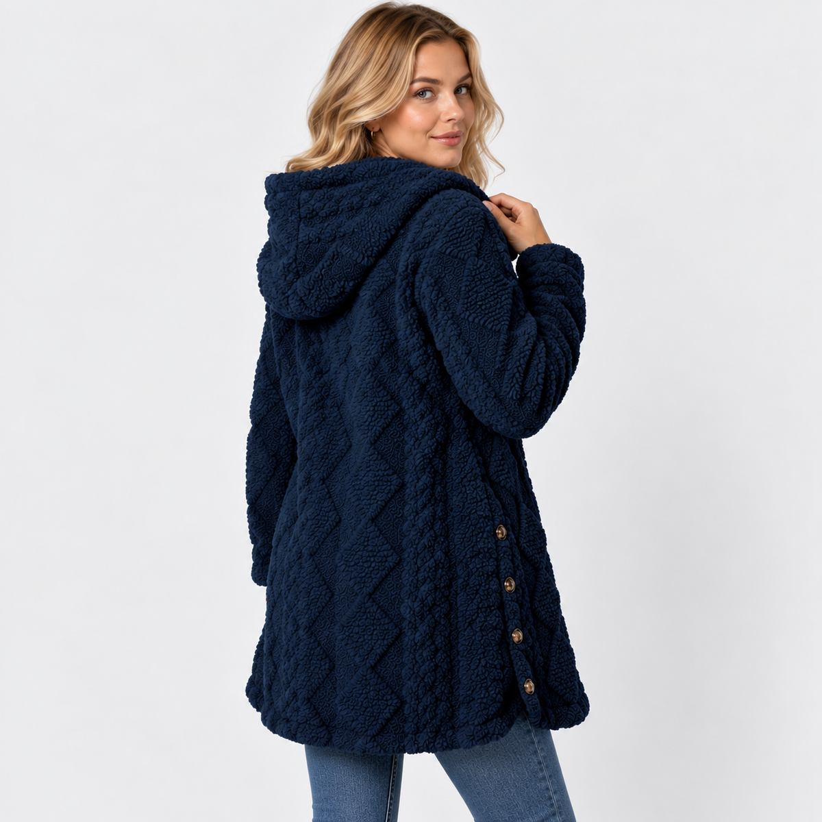 Montviro | Women's Argyle Hooded Cardigan Coat - Long Loose Fit