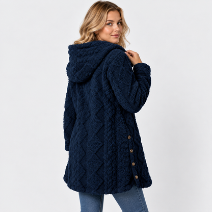 Montviro | Women's Argyle Hooded Cardigan Coat - Long Loose Fit