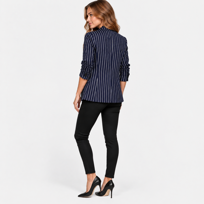 Montviro | Women’s Plus Size Striped Blazer Elegant Workwear Suit Jacket