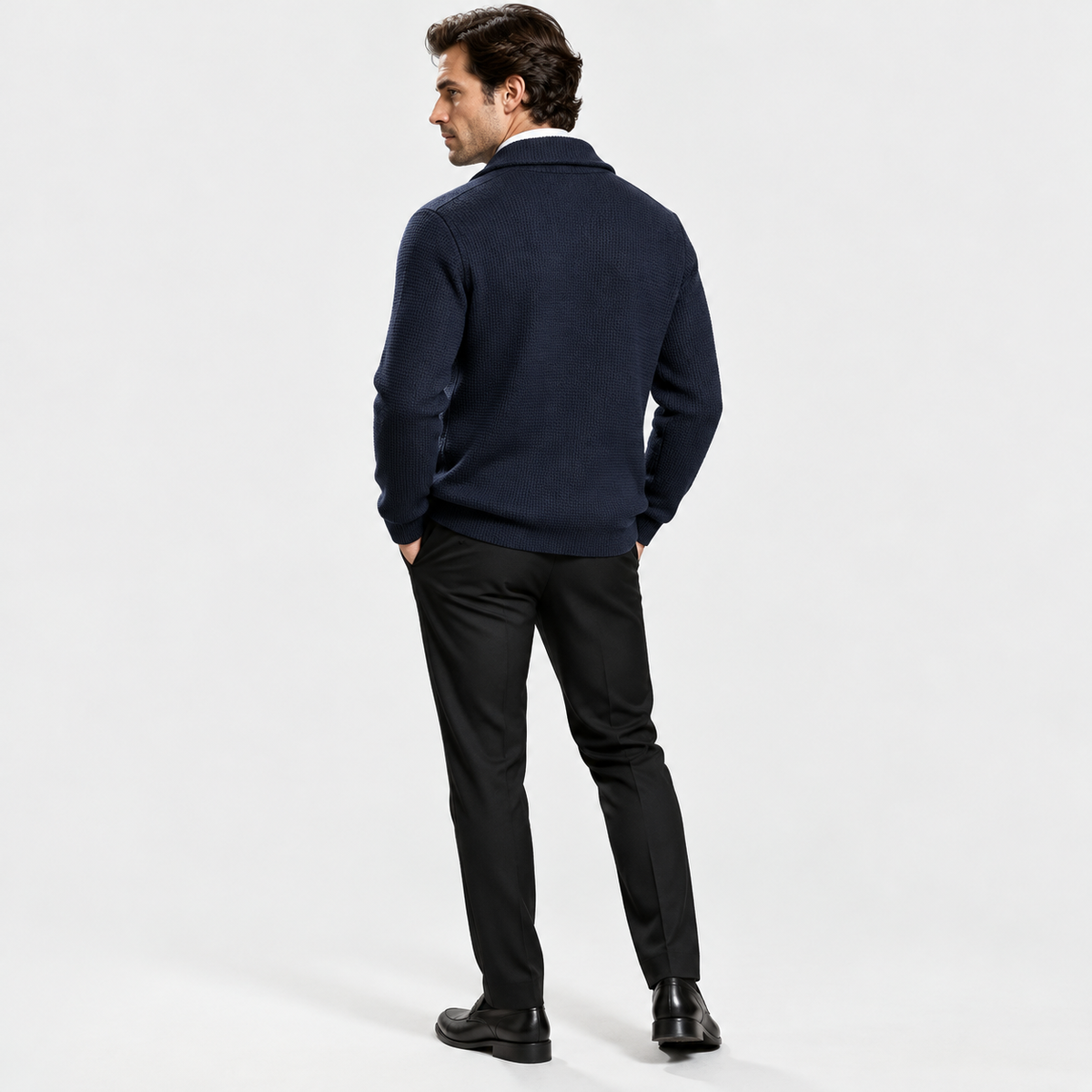 Montviro | Men's Waffle Knit Jacket Soft Stretch Loose Fit Fall Winter Coat