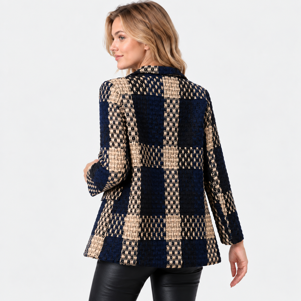 Montviro | Women's Plaid Blazer Double Breasted Suit Jacket