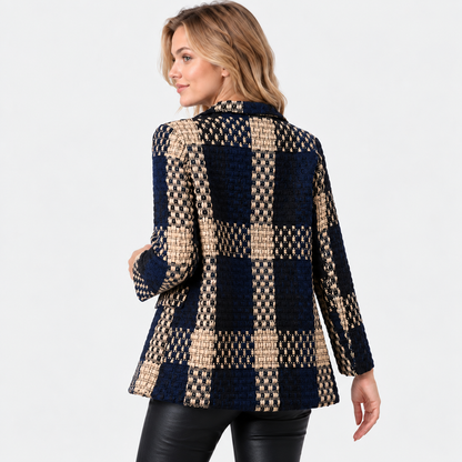 Montviro | Women's Plaid Blazer Double Breasted Suit Jacket