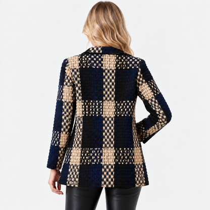 Montviro | Women's Plaid Blazer Double Breasted Suit Jacket