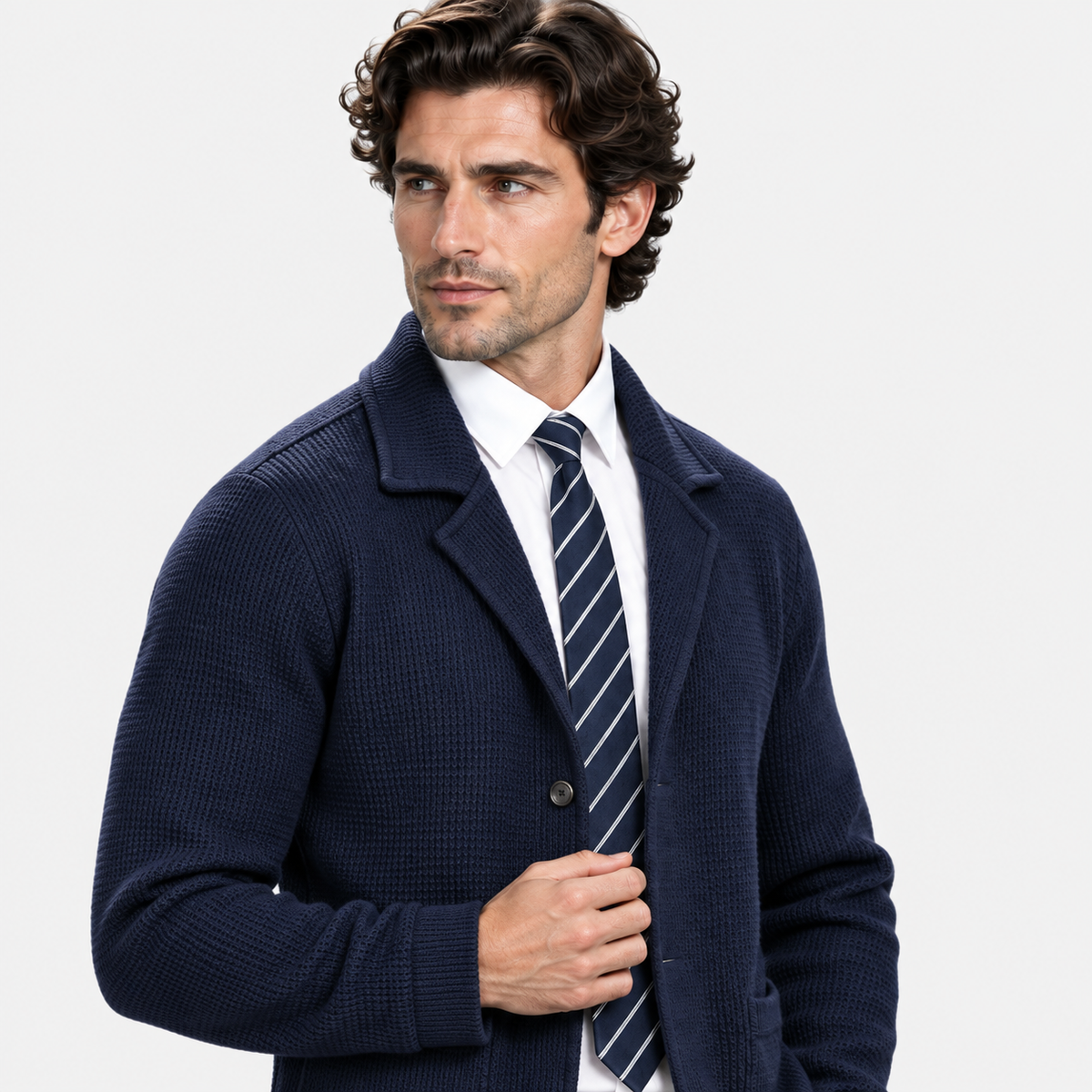 Montviro | Men's Waffle Knit Jacket Soft Stretch Loose Fit Fall Winter Coat
