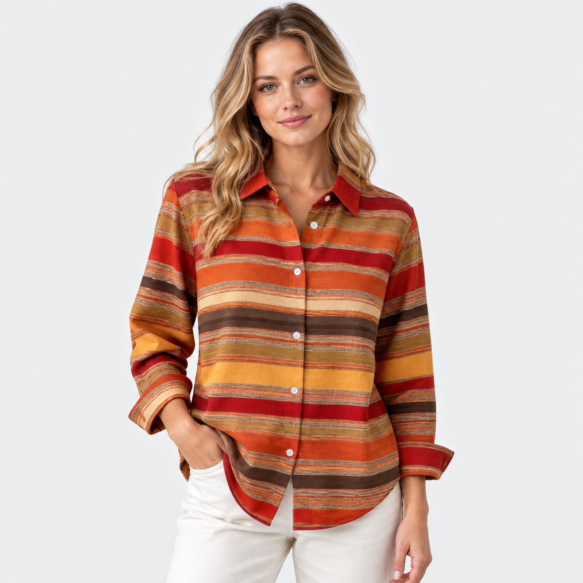 Montviro | Women’s Vintage Plaid Shirt Loose Fit Casual Fall Top