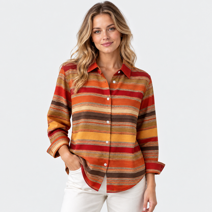 Montviro | Women’s Vintage Plaid Shirt Loose Fit Casual Fall Top