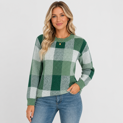 Montviro | Women's Pullover Sweater - Patchwork Crew Neck Knit