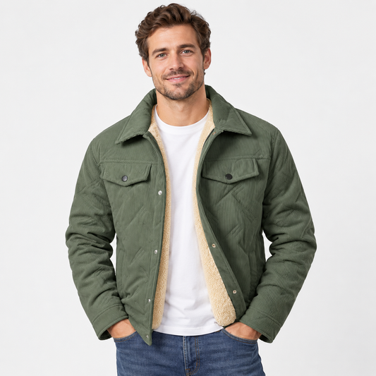 Montviro | Men's Corduroy Padded Jacket - Lapel Winter Outerwear
