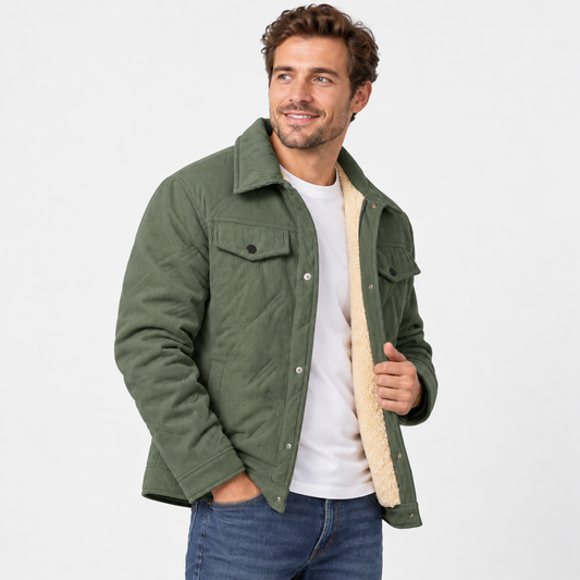 Montviro | Men's Corduroy Padded Jacket - Lapel Winter Outerwear