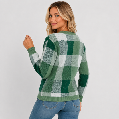 Montviro | Women's Pullover Sweater - Patchwork Crew Neck Knit