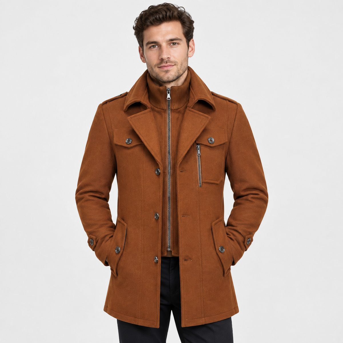 Montviro | Men's Wool Blend Tweed Jacket - Button Front Slim Fit