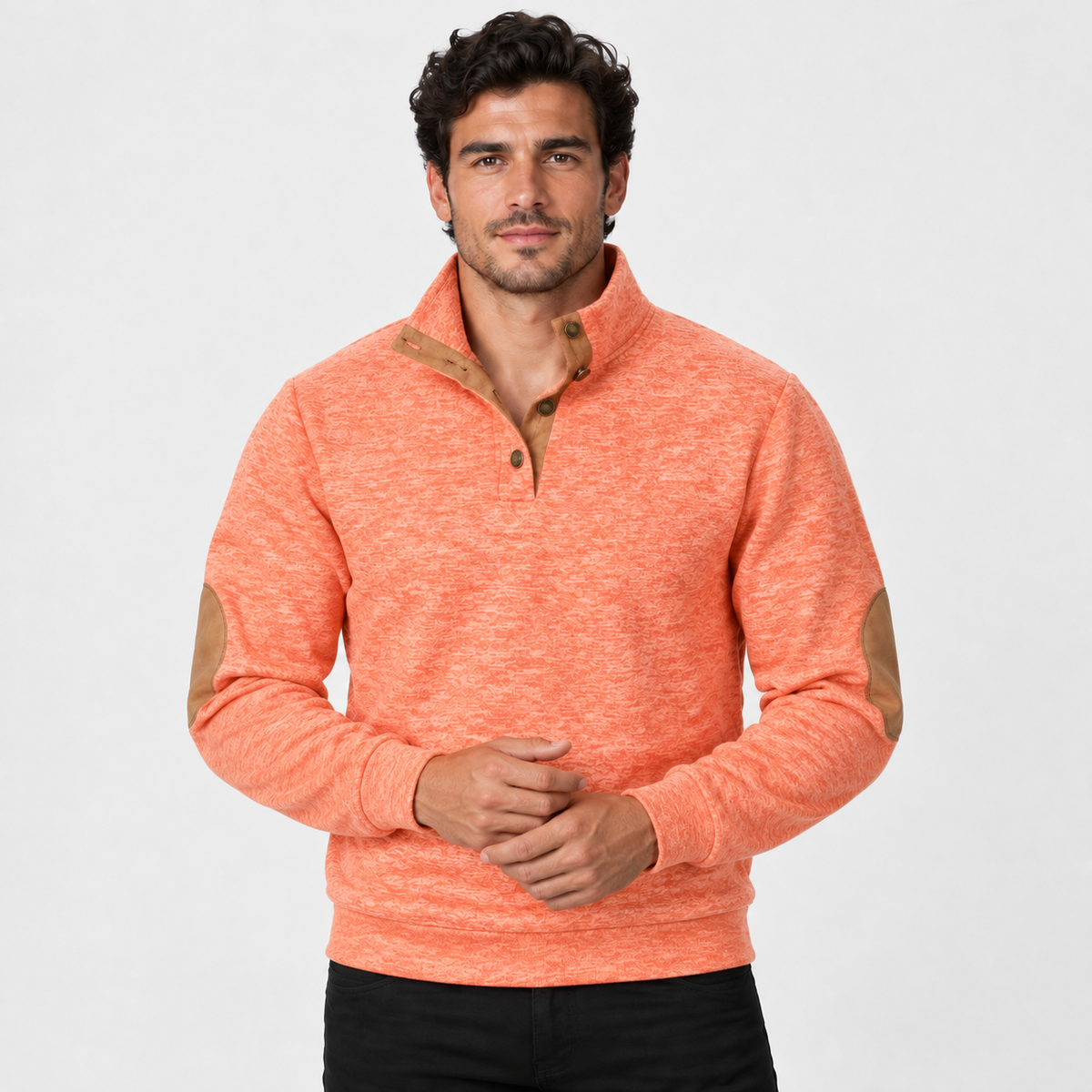 Montviro | Men's Collared Sweater Knit Pullover Button Detail Casual Top