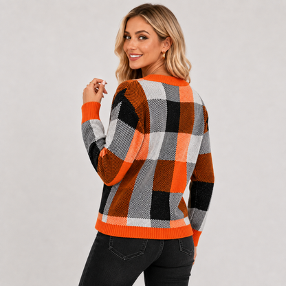 Montviro | Women's Pullover Sweater - Patchwork Crew Neck Knit