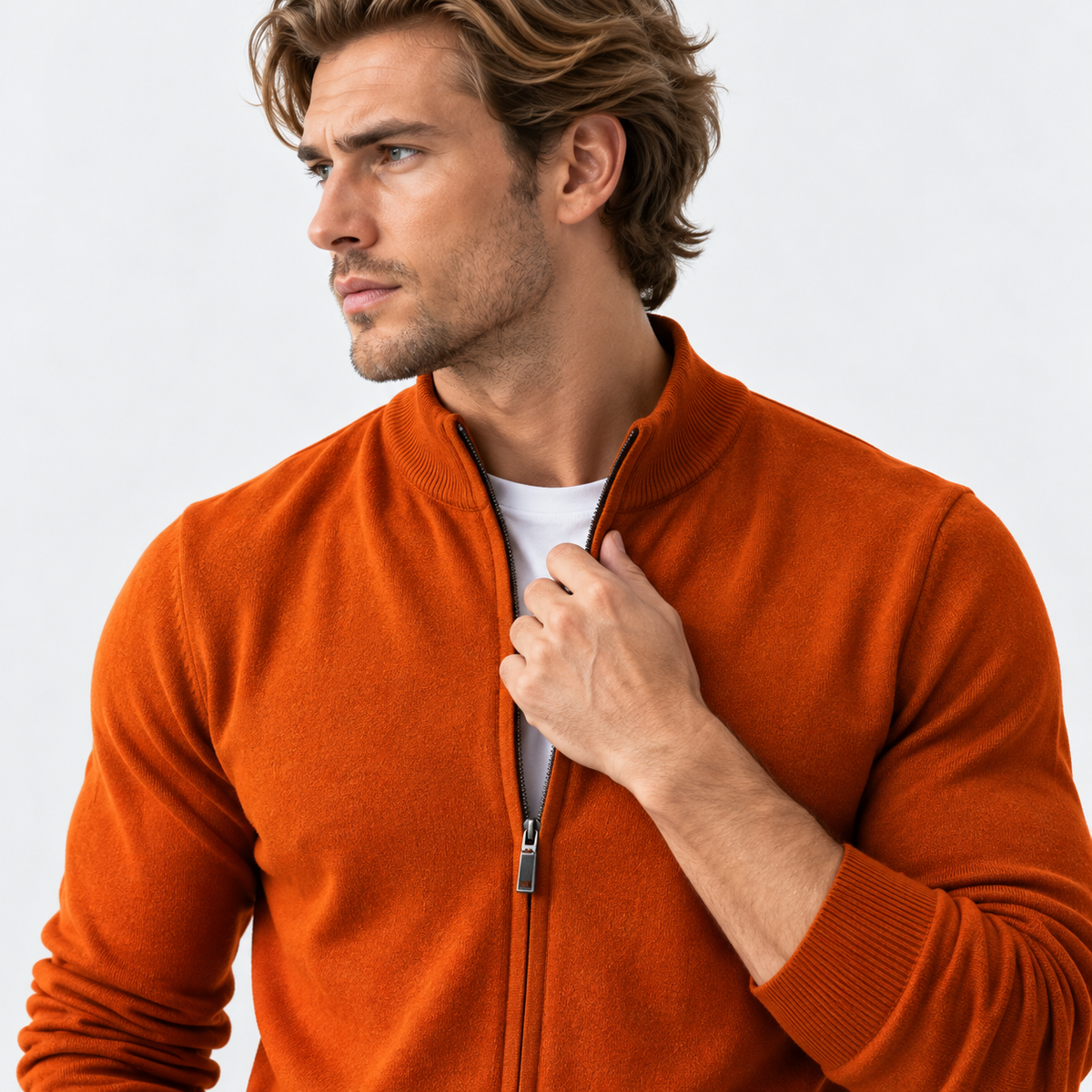 Montviro | Men's Knit Cardigan Sweater with Stand Collar and Full Zip