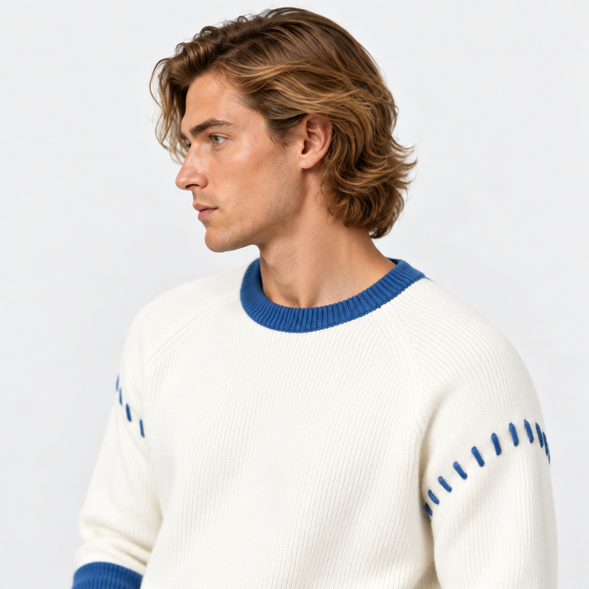 Montviro | Men's Color Block Sweater Knit Crew Neck Casual Winter Top