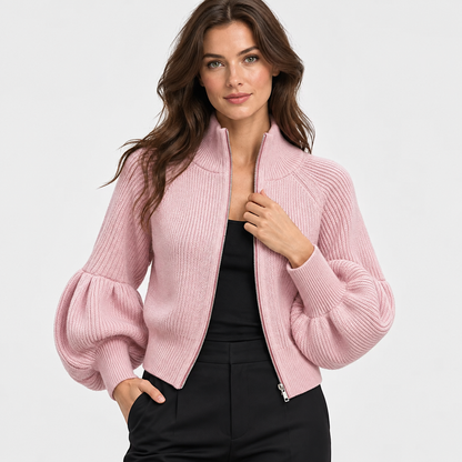 Montviro | Women’s Elegant Knit Sweater Jacket Zipper Outerwear