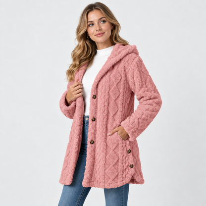Montviro | Women's Argyle Hooded Cardigan Coat - Long Loose Fit